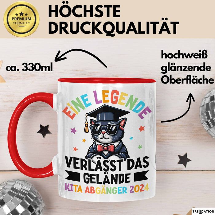 Einschulung Tasse Geschenk Kita Abgänger 2025 Eine Legende Geht Vom Gelände 1. Schultag Rot Trendation