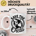 Wal Tier Tasse Geschenk Lustige Geschenkidee Spruch Rettet die Orcas Weiß Trendation