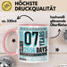 Tasse 07 Jahre Jubiläum Design mit Zeitangaben, Geschenkidee Rosa Trendation