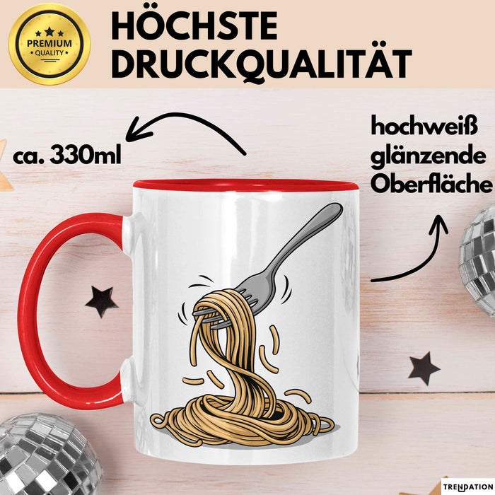 Spaghetti Fan Tasse Geschenkidee für Pasta Liebhaber Rot Trendation
