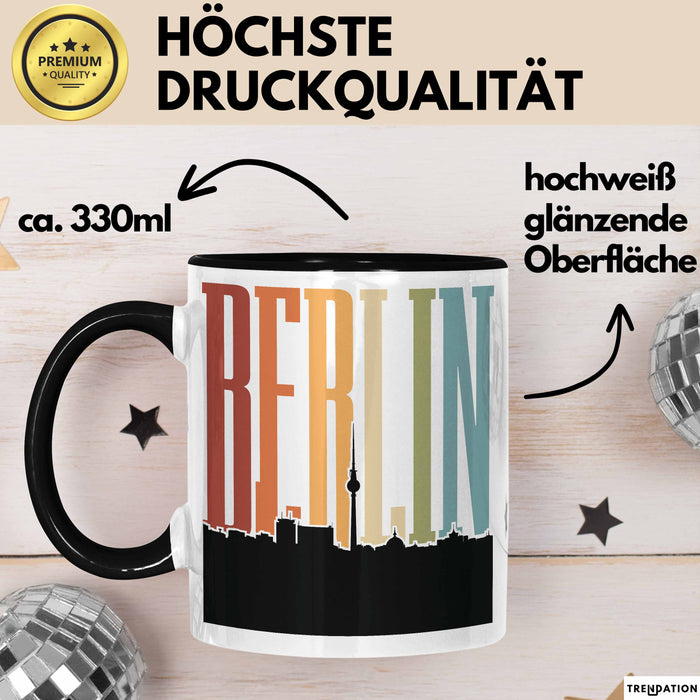 Berlin Tasse Geschenk Horizont Hauptstadt Stadt Spruch Geschenkidee Schwarz Trendation