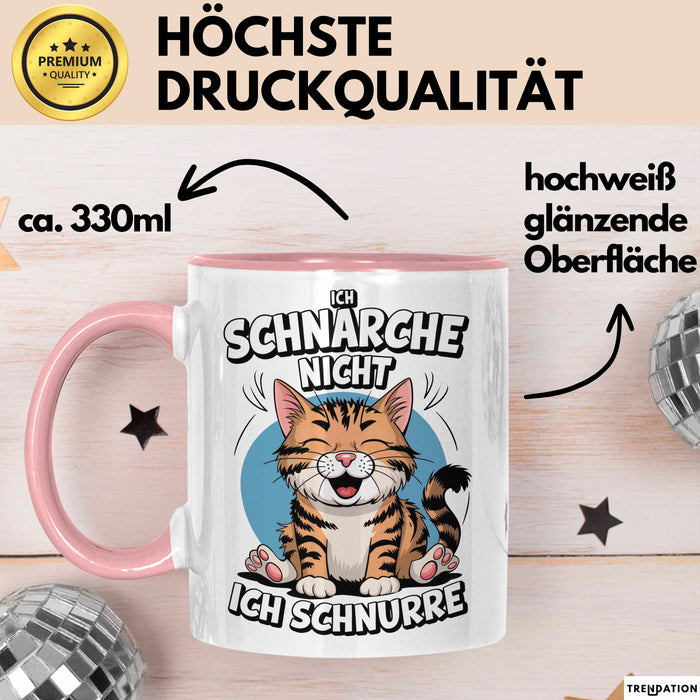 Schlafende Katze Tasse Geschenk Lustige Geschenkidee Spruch Ich Schnarche Nicht Ich Schnurre Rosa Trendation