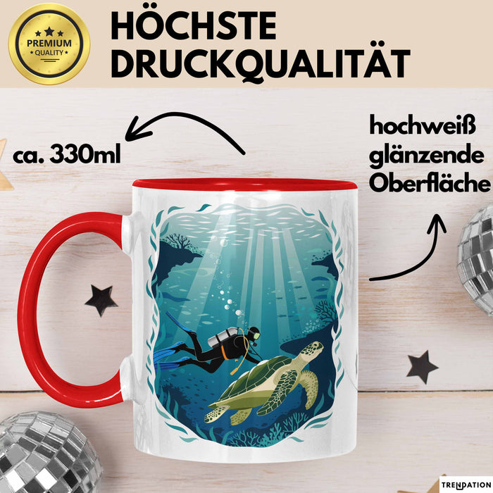 Taucher Tasse Geschenkidee für Tauch Enthusiasten Rot Trendation