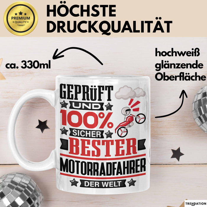 Motorradfahrer Geschenk Lustiger Spruch für Motorradfahrer Geschenkidee Bester Motorradfahrer Der Welt Weiß Trendation