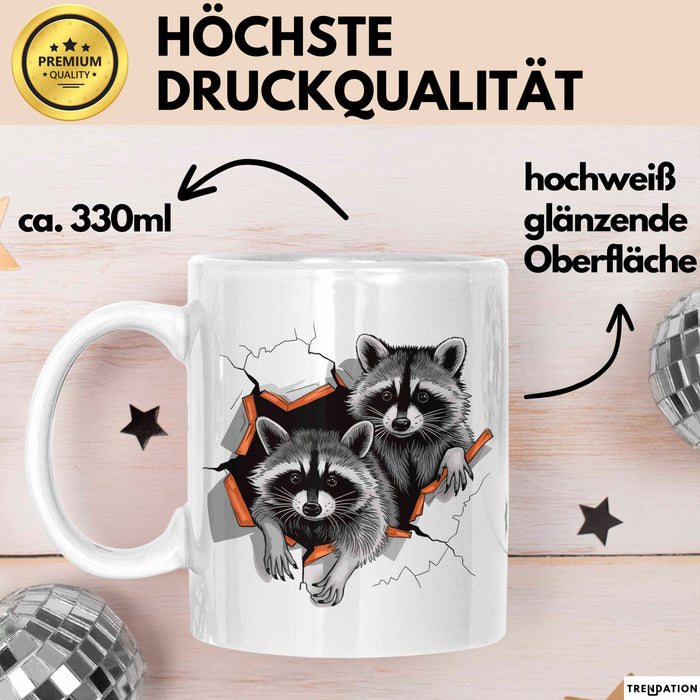 Waschbär Tierliebhaber Tasse Geschenk Lustige Geschenkidee Spruch Weiß Trendation