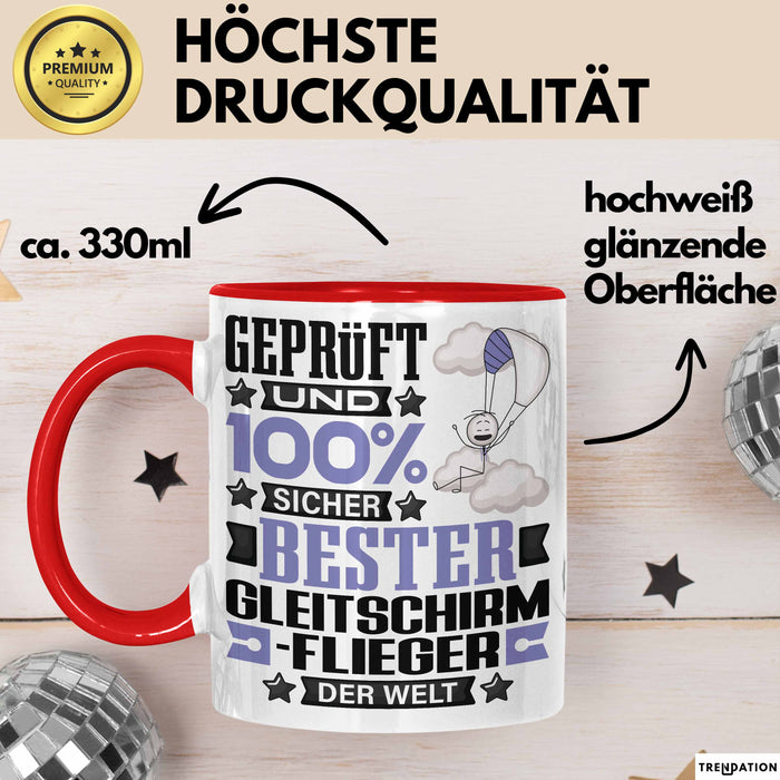 Gleitschirmflieger Geschenk Lustiger Spruch für Gleitschirmflieger Geschenkidee Bester Gleitschirmflieger Der Welt Rot Trendation