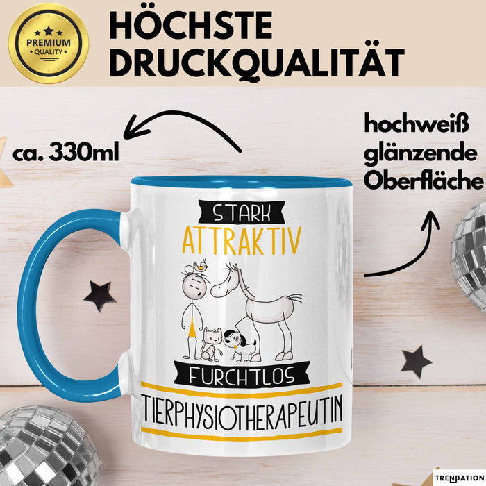 Tierphysiotherapeutin Tasse Geschenk Becher Stark Attraktiv Furchtlos Tierphysiotherapeutin Lustige Geschenkidee Blau Trendation