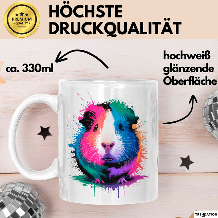 Buntes Meerschweinchen Tierliebhaber Tasse Geschenk Lustige Geschenkidee Spruch Weiß Trendation