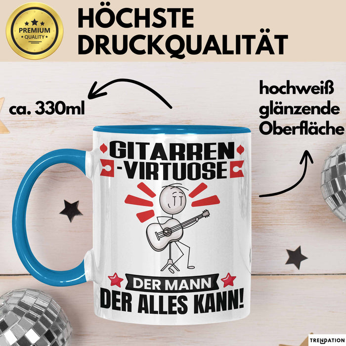 Gitarrenvirtuose Tasse Geschenk für Gitarrenvirtuose Der Mann Der Alles Kann Geschenkidee zum Geburtstag Blau Trendation