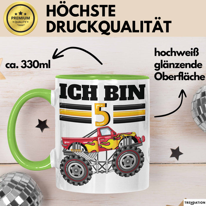 5. Geburtstag Geschenk Tasse Becher Jungs Trucks Geburtstagsgeschenk Ich Bin 5 Grün Trendation