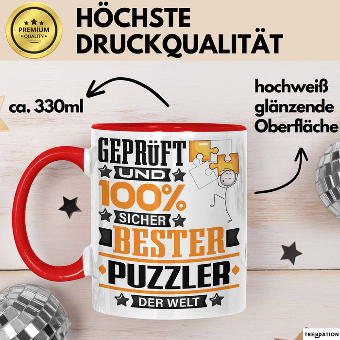 Puzzler Geschenk Lustiger Spruch für Puzzler Geschenkidee Bester Puzzler Der Welt Rot Trendation
