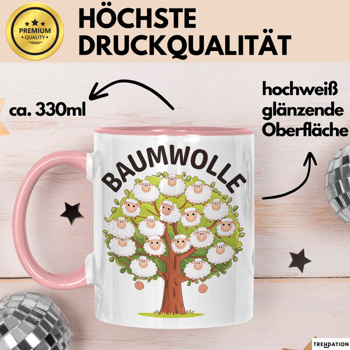 Schaf Tier Tasse Geschenk Baumwolle Geschenkidee Bauernhof Geschenkidee Lustig Rosa Trendation