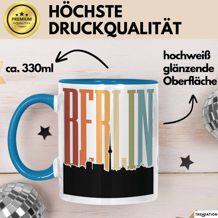 Berlin Tasse Geschenk Horizont Hauptstadt Stadt Spruch Geschenkidee Blau Trendation