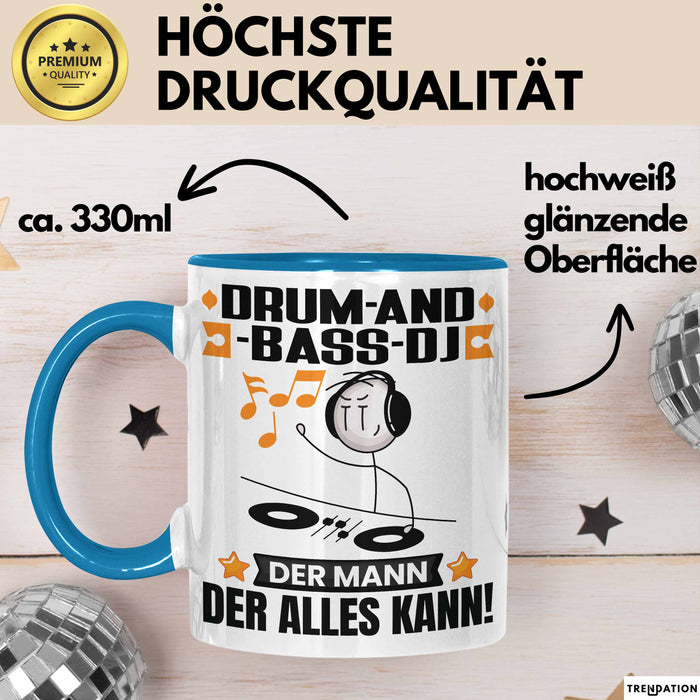 Drum-and-Bass-DJ Tasse Geschenk für Drum-and-Bass-DJ Der Mann Der Alles Kann Geschenkidee zum Geburtstag Blau Trendation