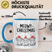 Katze Weihnachtsfeier Tasse Geschenk Lustige Geschenkidee Spruch Meowy Christmas Blau Trendation