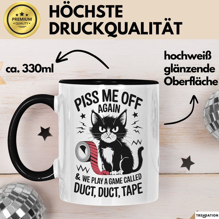 Katzen Tasse Geschenk Duct Duct Tape Geschenkidee Lustig Katze Sarkasmus Schwarz Trendation