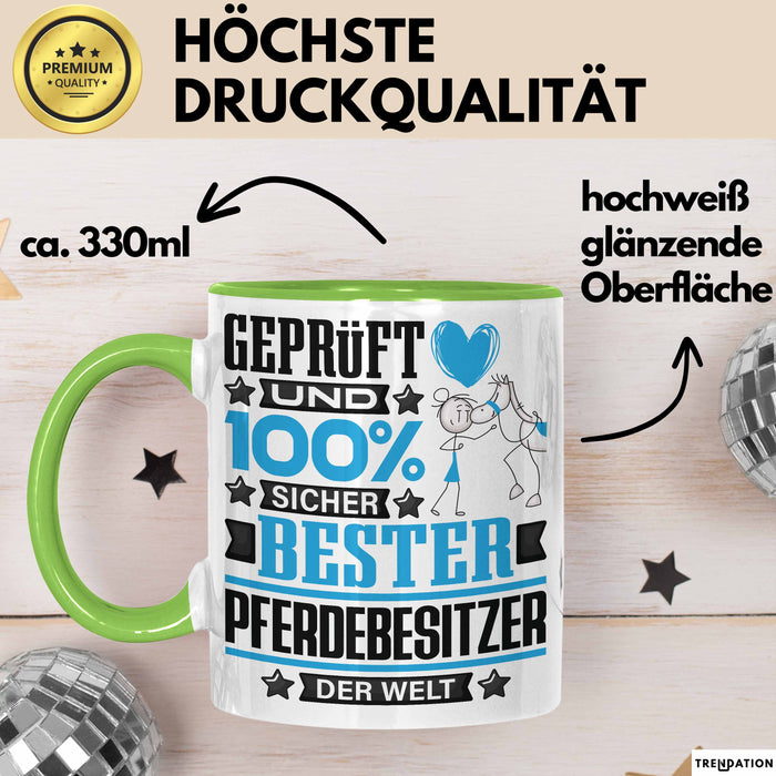 Pferdebesitzer Geschenk Lustiger Spruch für Pferdebesitzer Geschenkidee Bester Pferdebesitzer Der Welt Grün Trendation