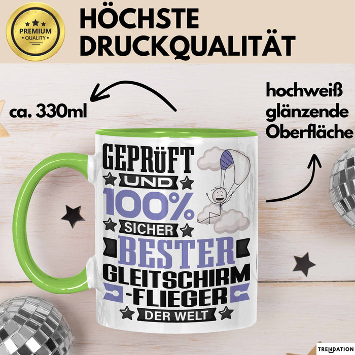 Gleitschirmflieger Geschenk Lustiger Spruch für Gleitschirmflieger Geschenkidee Bester Gleitschirmflieger Der Welt Grün Trendation