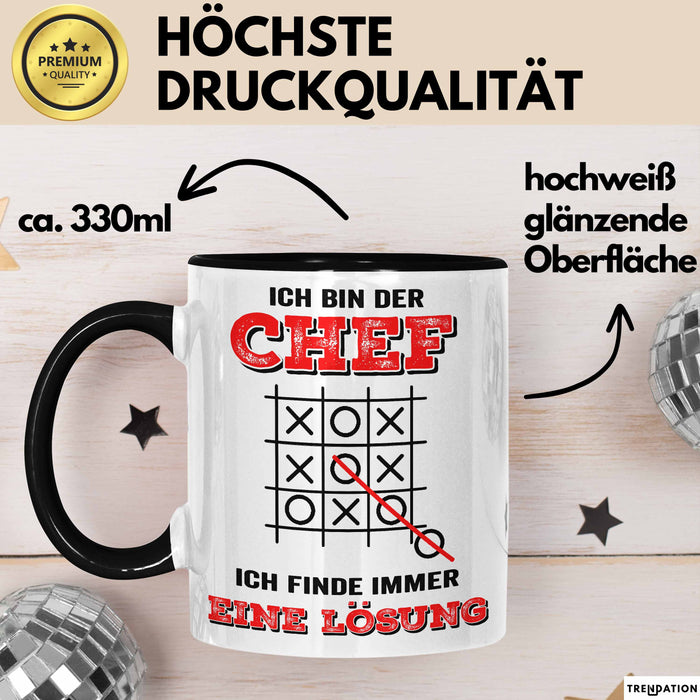 Büroarbeit Kollege Chef Tasse Geschenk Lustige Geschenkidee Spruch Ich Bin Der Chef Ich Finde Immer Eine Lösung Trendation