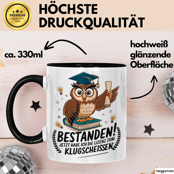 Abschluss Tasse Geschenkidee Lizenz Klugscheißen Absolvent Trendation