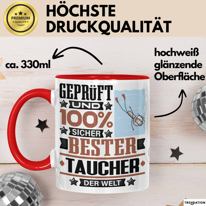 Taucher Geschenk Lustiger Spruch für Taucher Geschenkidee Bester Taucher Der Welt Rot Trendation