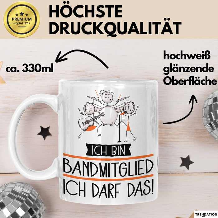 Geschenk für Bandmitglied Tasse Lustige Geschenkidee Geburtstag Ich Bin Bandmitglied Ich Darf Das Weiß Trendation