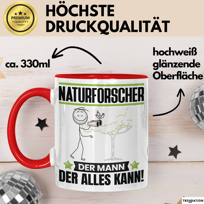 Naturforscher Tasse Geschenk für Naturforscher Der Mann Der Alles Kann Geschenkidee zum Geburtstag Rot Trendation