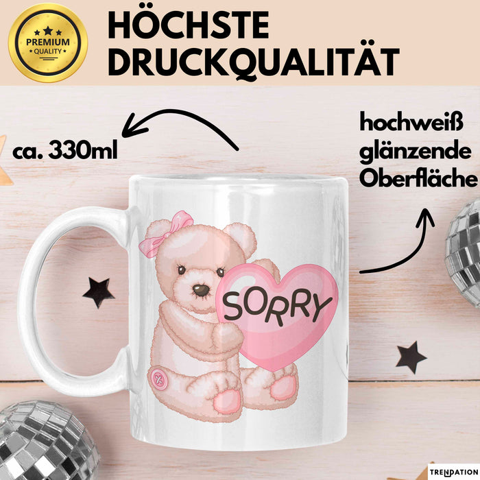 Entschuldigung Tasse Es Tur Mir Leid Geschenkidee Sorry Becher Weiß Trendation