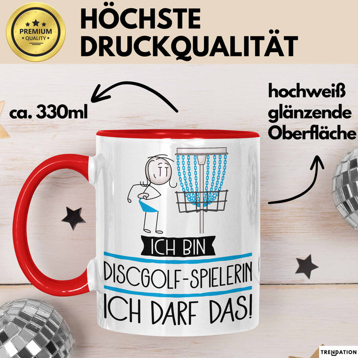 Geschenk für Discgolf-Spielerin Tasse Lustige Geschenkidee Geburtstag Ich Bin Discgolf-Spielerin Ich Darf Das Rot Trendation