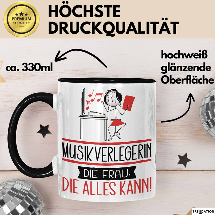 Musikverlegerin Geschenk Tasse Becher Die Frau Die Allen Kann Geschenkidee für eine Musikverlegerin Lustig Trendation