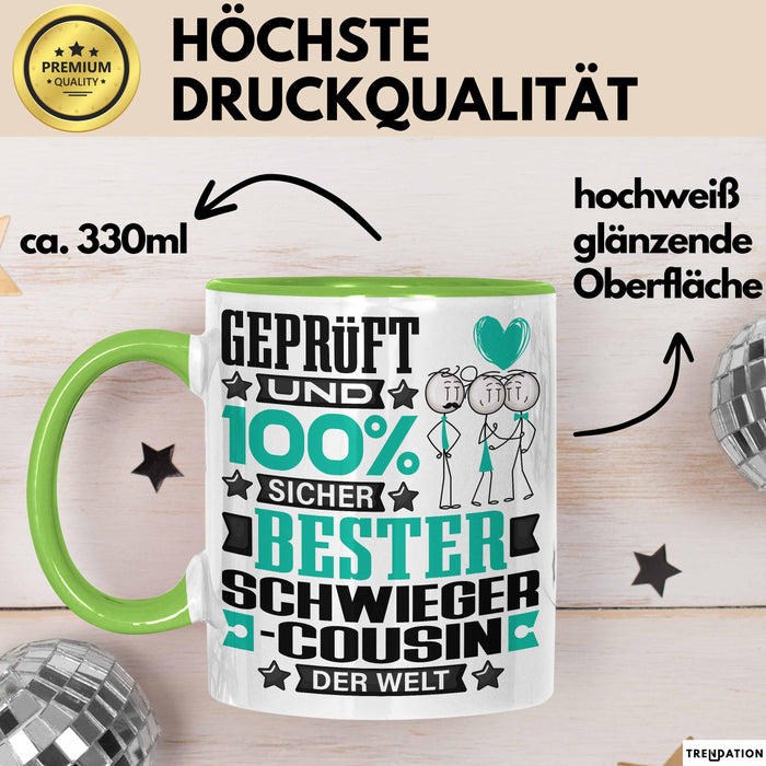 Schwiegercousin Geschenk Lustiger Spruch für Schwiegercousin Geschenkidee Bester Schwiegercousin Der Welt Grün Trendation