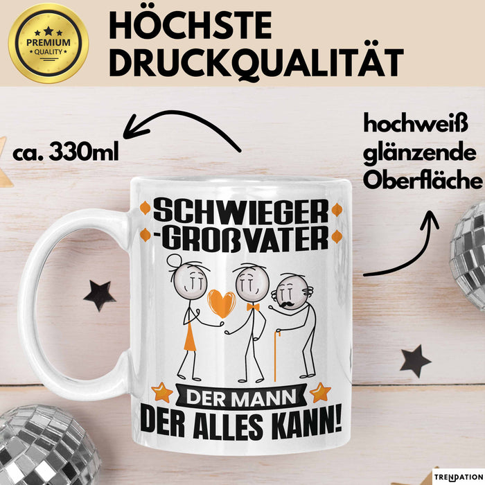 Schwiegergroßvater Tasse Geschenk für Schwiegergroßvater Der Mann Der Alles Kann Geschenkidee zum Geburtstag Weiß Trendation