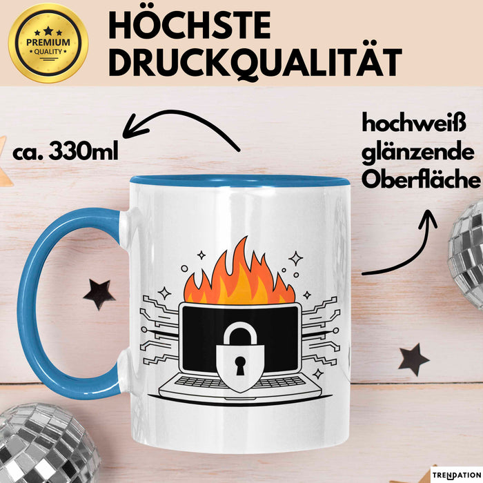 Cybersecurity Experte Tasse Geschenk Lustige Geschenkidee Spruch Für Sicherheits Profis Blau Trendation