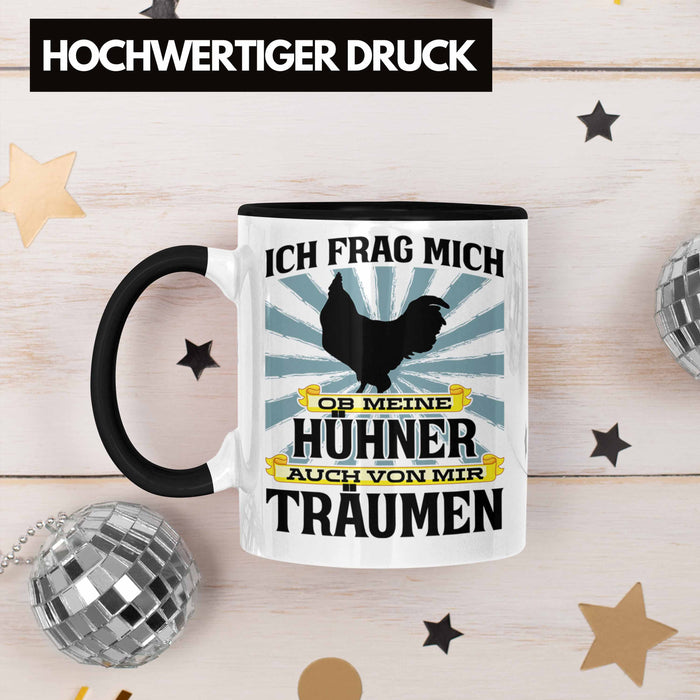 Trendation - Landwirt Spruch Geschenk Tasse Landwirtschaft Geschenke für Männer Traktor Spruch Kaffeetasse Hühner-Flüsterer Bauer Schwarz Trendation