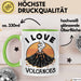 Vulkan Liebhaber Tasse Geschenk I Love Volcanoes Becher Grün Trendation