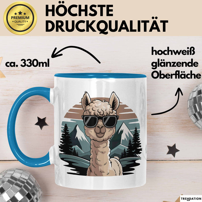 Alpaka Liebhaber Tasse Geschenkidee für Tierfreunde Blau Trendation