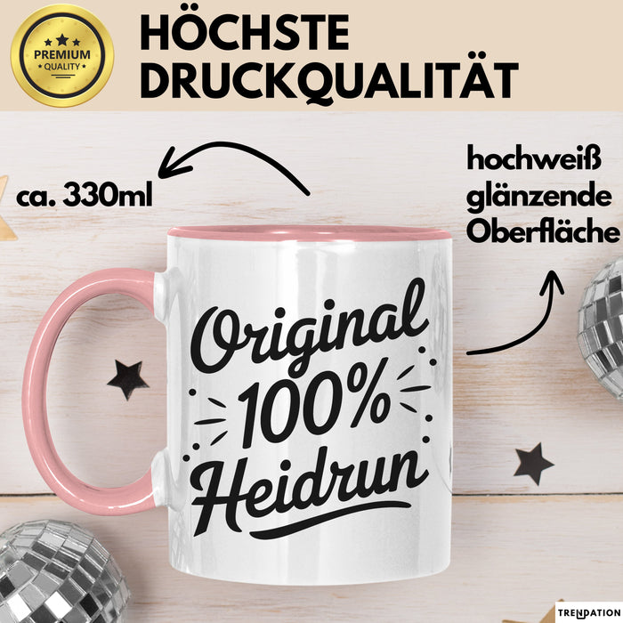Heidrun Tasse Geschenk Original 100% Heidrun Geschenkidee Geburtstag Rosa Trendation