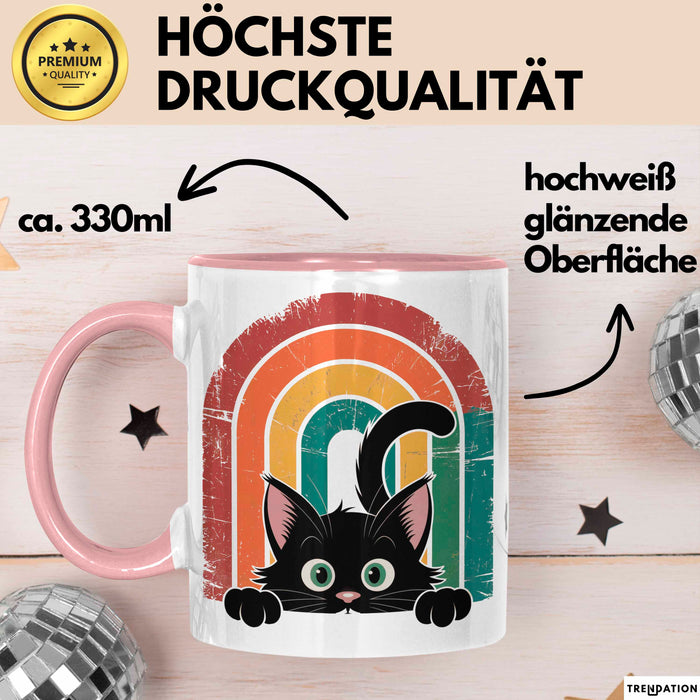 Katzen Tierliebhaber Vintage Tasse Geschenk Lustige Geschenkidee Spruch Rosa Trendation