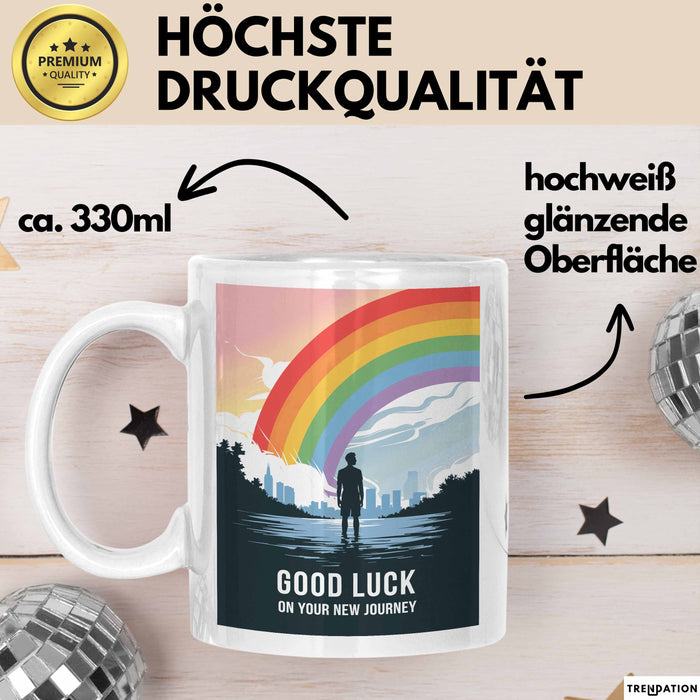 Büroarbeit Kollege Abschied Tasse Geschenk Lustige Geschenkidee Spruch Viel Glück Auf Deiner Neuen Reise Weiß Trendation