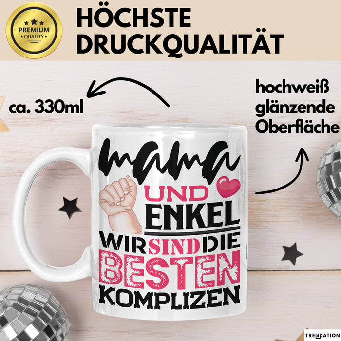 Mama Und Enkel Tasse Geschenk Beste Komplizen Lustiger Spruch Weiß Trendation