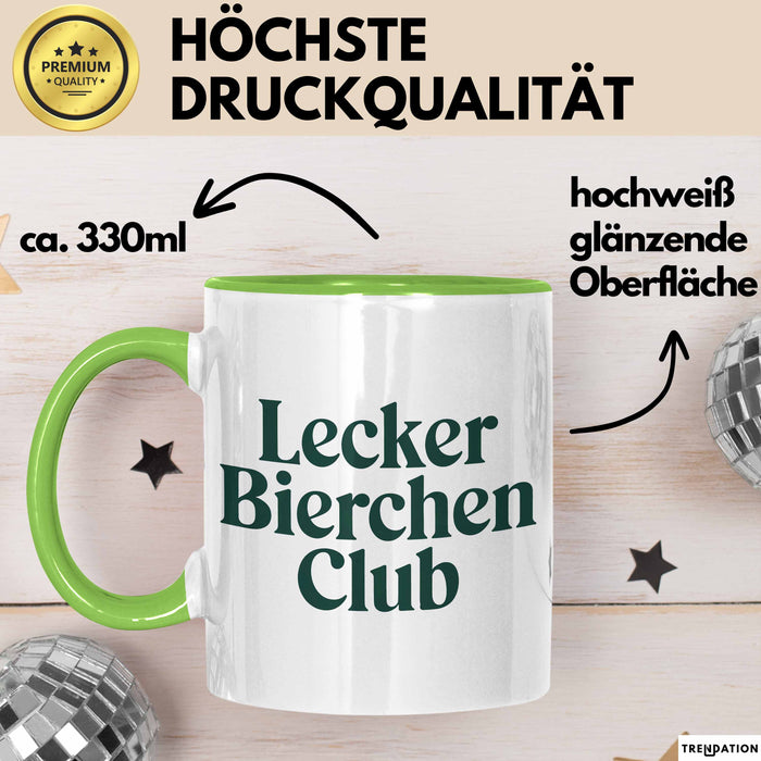 Bierclub Bierliebhaber Tasse Geschenk Lustige Geschenkidee Spruch Lecker Bierchen Club Palma Clothing Grün Trendation