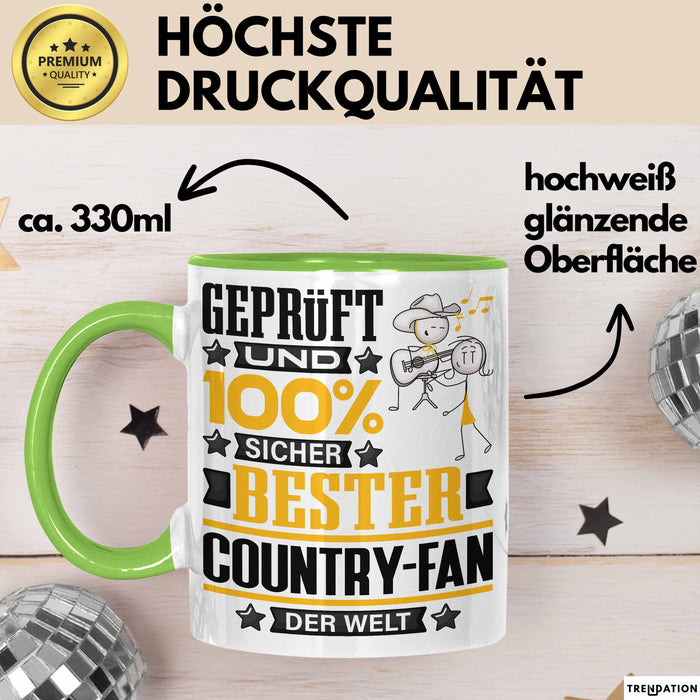 Country-Fan Geschenk Lustiger Spruch für Country-Fan Geschenkidee Bester Country-Fan Der Welt Grün Trendation