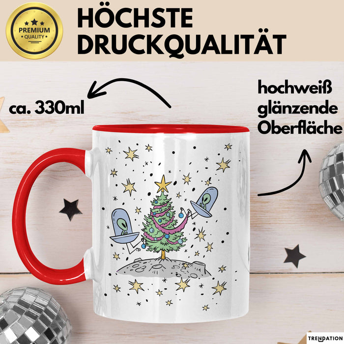 Weihnachten Tasse Geschenk Alien Weihnachtsbaum Geschenkidee Alien-Fans Geschenke Jungs Männer Grafik Rot Trendation