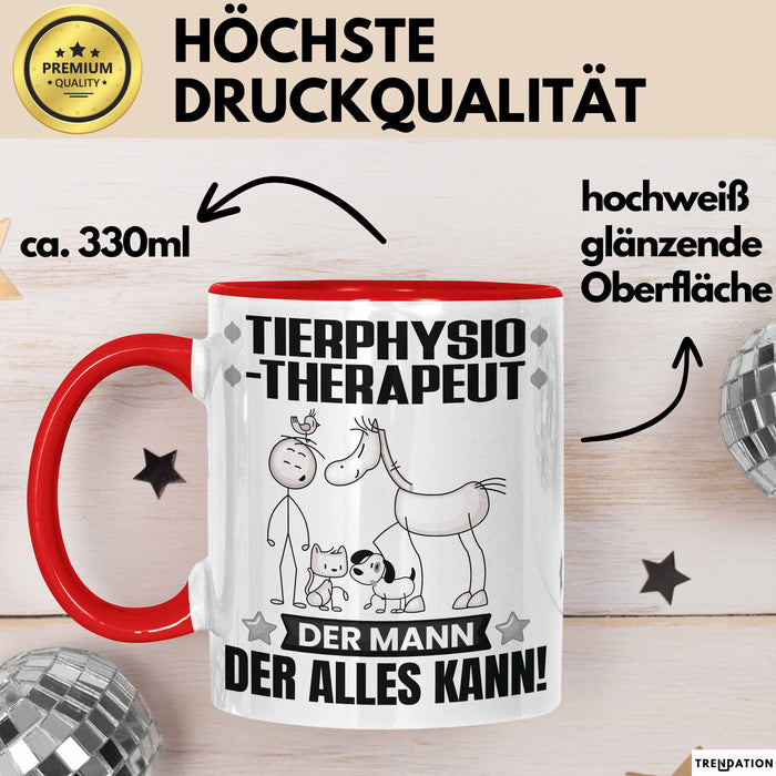 Tierphysiotherapeut Tasse Geschenk für Tierphysiotherapeut Der Mann Der Alles Kann Geschenkidee zum Geburtstag Rot Trendation
