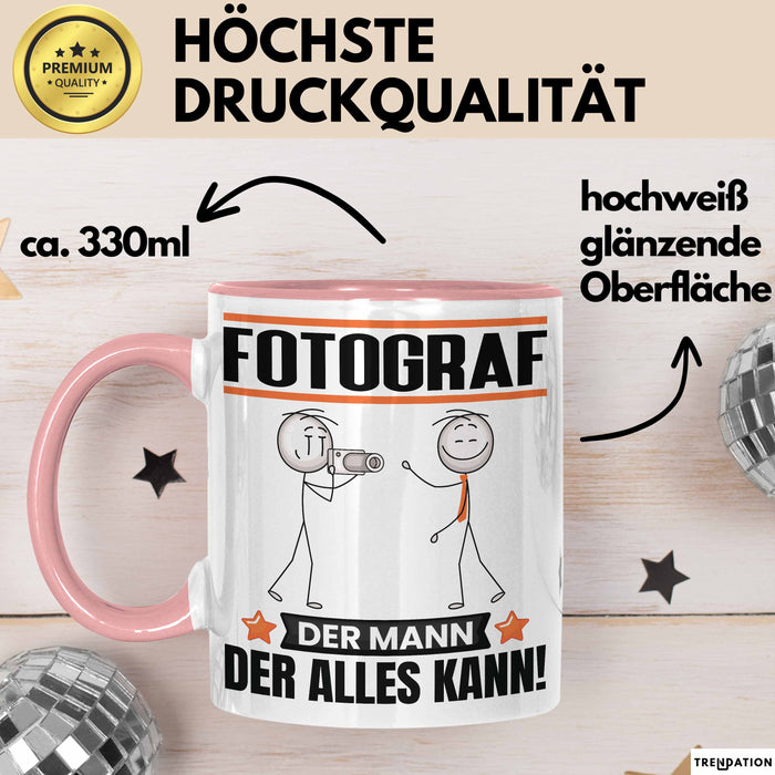 Fotograf Tasse Geschenk für Fotograf Der Mann Der Alles Kann Geschenkidee zum Geburtstag Rosa Trendation