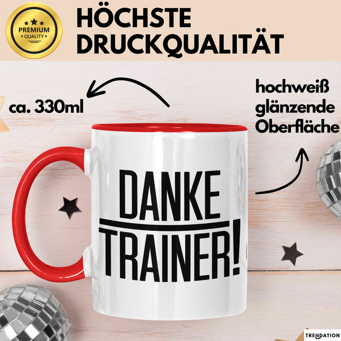 Fußballtrainer Fußballteam Tasse Geschenk Lustige Geschenkidee Spruch Danke Trainer Rot Trendation
