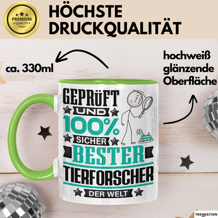 Tierforscher Geschenk Lustiger Spruch für Tierforscher Geschenkidee Bester Tierforscher Der Welt Grün Trendation