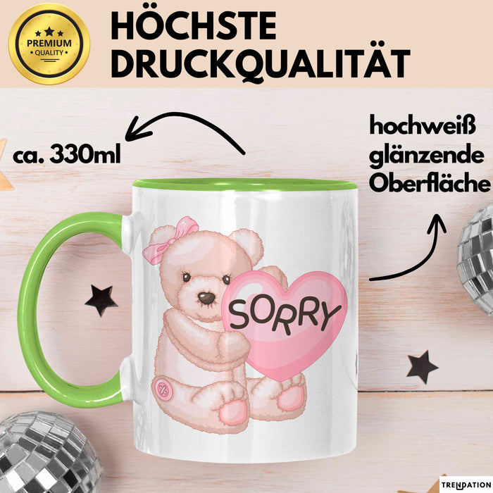 Entschuldigung Tasse Es Tur Mir Leid Geschenkidee Sorry Becher Grün Trendation