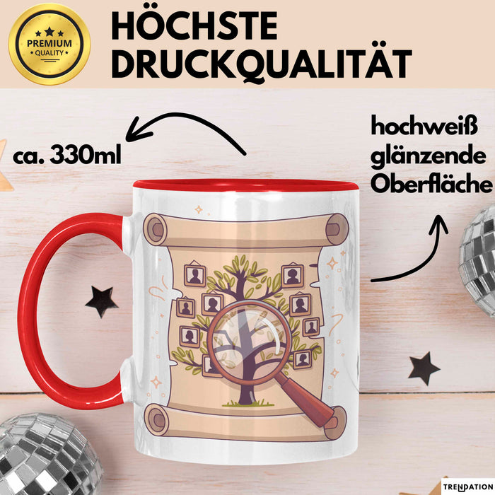 Genealoge Tasse Geschenk Lustige Geschenkidee Spruch Für Stammbaum Forscher Rot Trendation