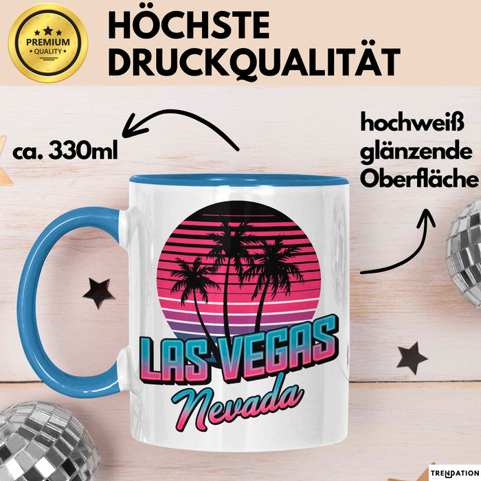 Las Vegas Nevada USA Tasse Geschenk Lustige Geschenkidee Spruch Blau Trendation